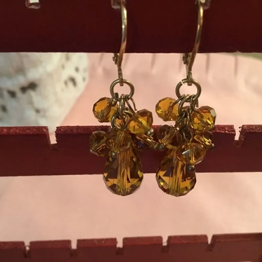 Rose Goldtone Lever Back Earrings w/Gold Beads